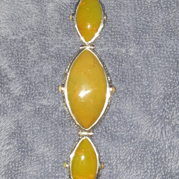 Bold Vintage Southwestern Hand Crafted Green Gaspeite 925 Silver BARSE Bracelet - Picture 17 of 17